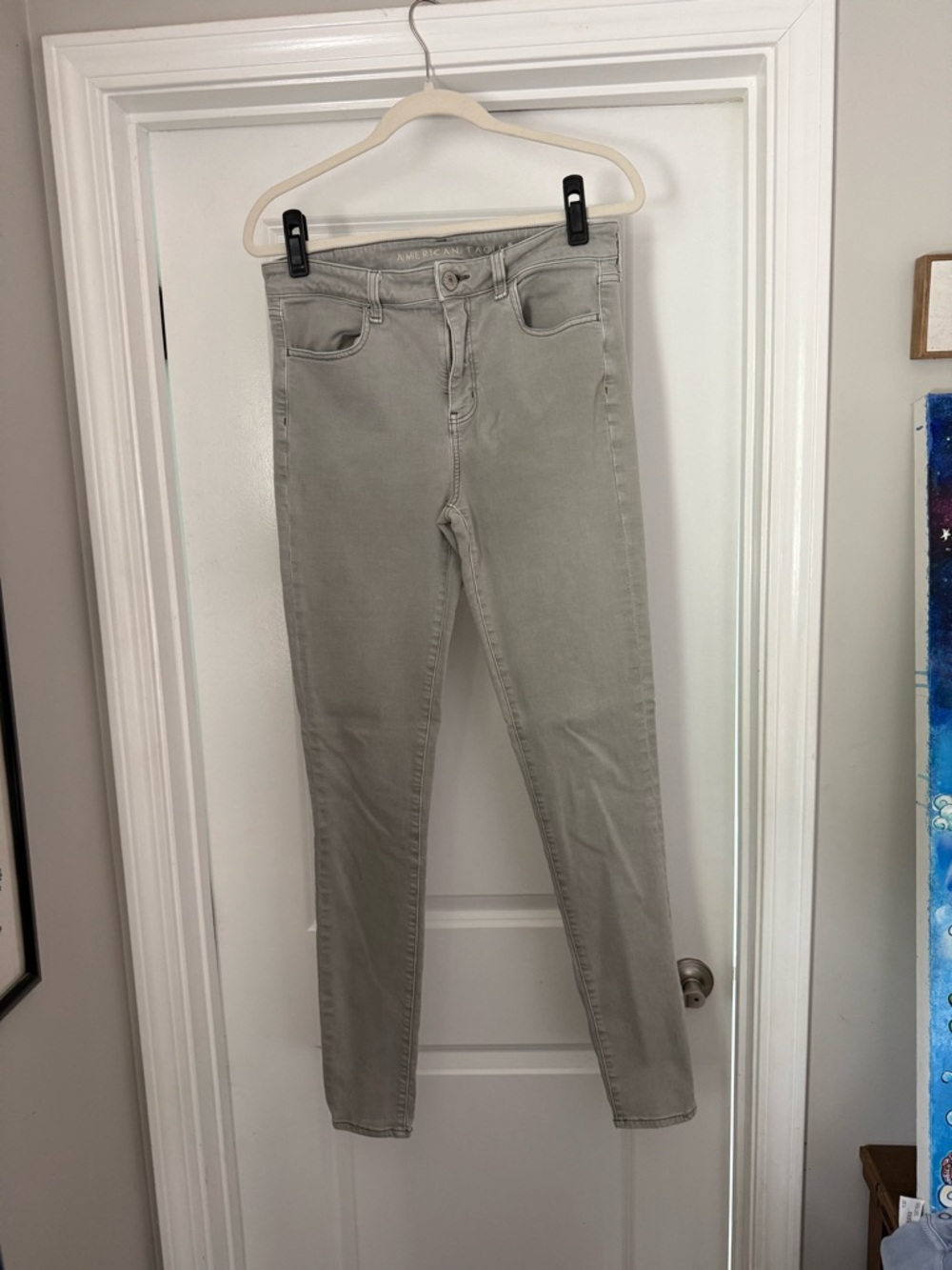 American Eagle Light Gray Skinny Jeans Extra Long